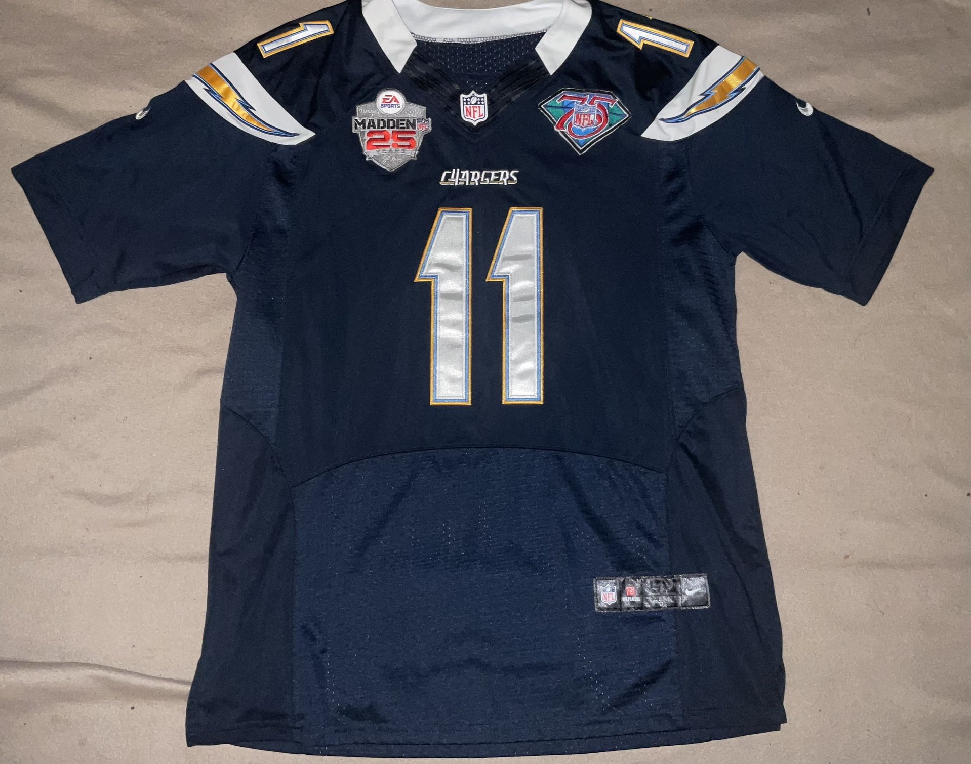  Los Angeles Chargers Eddie Royal All Madden 25th ANNIVERSARY NFL Diamond 75th Season Jersey Adult Mens XL RARE Chargers 