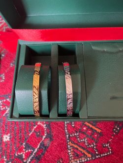 Set of Two Patterned Metal Bangles