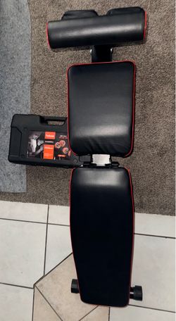 2 Dumbbells Set, And Adjustable Weight Bench, Black and Red