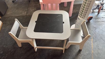 Costway 3-in-1 Kids Wooden Table & 2 Chairs Set w/ Storage