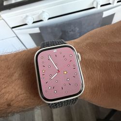 Apple Watch Series 8 GPS, 45mm Silver Aluminum Case with Midnight Braided Solo Loop - Size 6