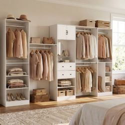 Brand new 133.8" W Closet System Set With 2 Drawers And mirror