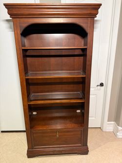 Solid Wood Bookcase with Locking Cabinet