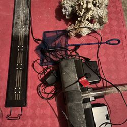 Fish Tank- Light, Water Filter And Coral Decor 