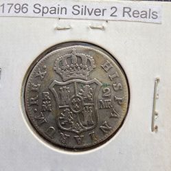 1796 Spain 2 Reales Silver Coin 