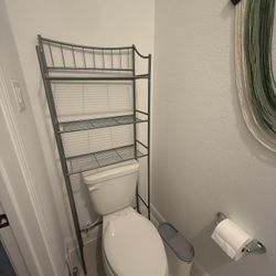 Over-The-Toilet Storage Rack, 3-Tier Bathroom Organizer Shelf Over Toilet with Adjustable Shelf and Basket, Freestanding Space Saver Bathroom She