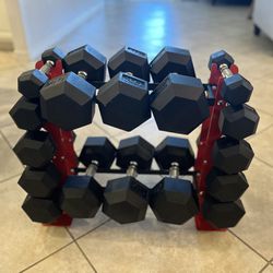 Set Dumbells with Rack ALL BRAND NEW IN BOX 360 lbs  Set (5/10/15/20/25/30/35/40) Rack Capacity 450 lbs