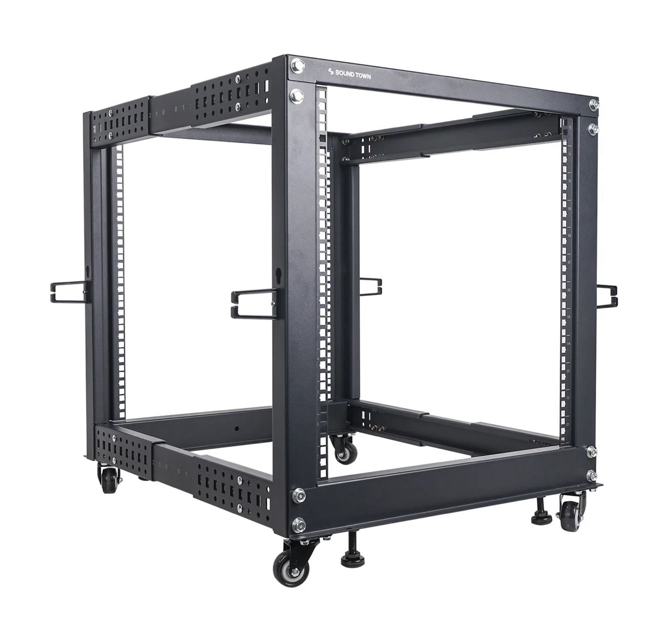 4-POST 12U OPEN FRAME PA, SERVER & NETWORK EQUIPMENT RACK W/ ADJUSTABLE DEPTH 22"-40"