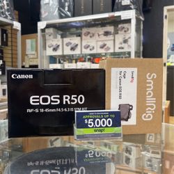 Canon R50 With 18-45mm And Camera Cage