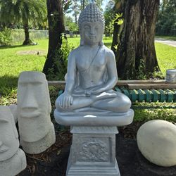 Concrete Buddha And Pedestal