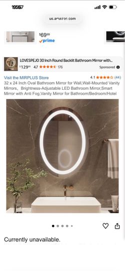 2 - 24 in. W x 32 in. H Large Oval Frameless Anti-Fog Wall Bathroom Vanity Mirror in Silver