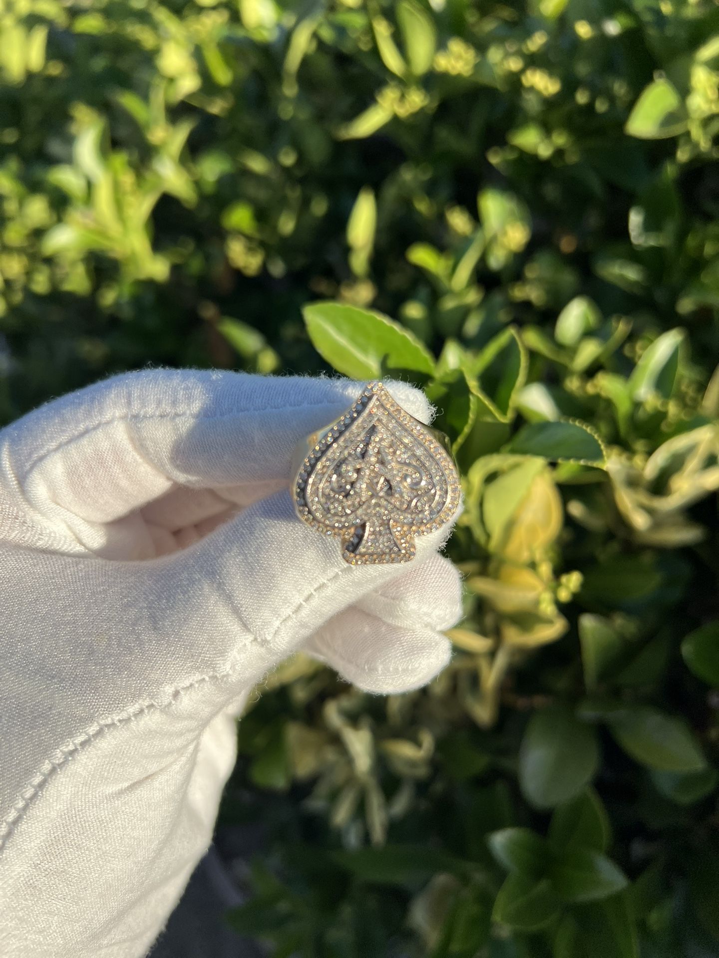 10K Gold Ace Of Spades Diamond Ring