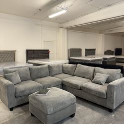 Light Gray or Ivory Sectional Sofa