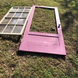 Vintage Wooden Storm Door W/ Hardware