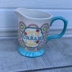 The Pioneer Woman Hyacinth Footed Creamer”You Are the Cream in My Coffee”pitcher
