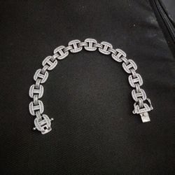 925 Sterling Silver Chain With Sapphire Bagguett Stones