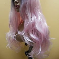 Long Pink Wavy Wig