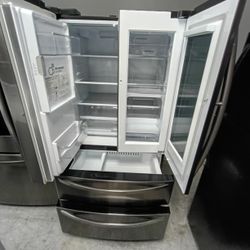 Grey French 4-Door Refrigerator with warranty delivery available fee depends on address 🏠🚛🛣️