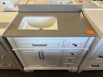 36 In. Single Sink Bathroom Vanity With Dark Gray Top 