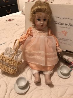  Porcelain Doll Emma with tea set