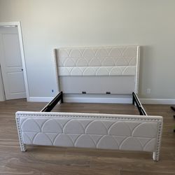 Velvet Wingback Bed Frame — King Size
