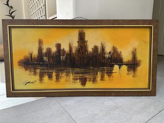 Large Vintage MCM Painting 
