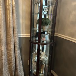 Lighted Half Round 5 Shelf Curio Cabinet in