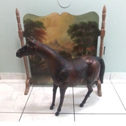 Handcrafted Leather-wrapped Horse Sculpture
