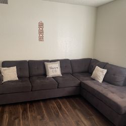 Dark Grey Couches With 3 Pillows