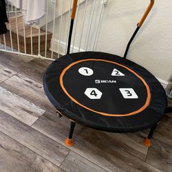 BCAN 36'' Toddler Trampoline, ASTM Certified-Foldable Mini Trampolines for Kids Ages 1-6, Adjustable Handle, Safety Pad & Foldable Legs, Baby Trampoli