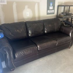 Dark Brown Leather Sofa 