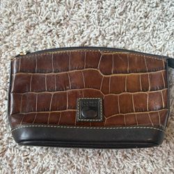 Dooney and Bourke Brown Crocodile Cosmetic Bag