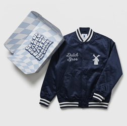 Dutch Bros x Sportiqe Class of '92 Varsity Jacket - Navy - Button Snap Front - Medium