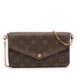 Louis Vuitton Monogram Pochette Felicie Brown Canvas Fabric