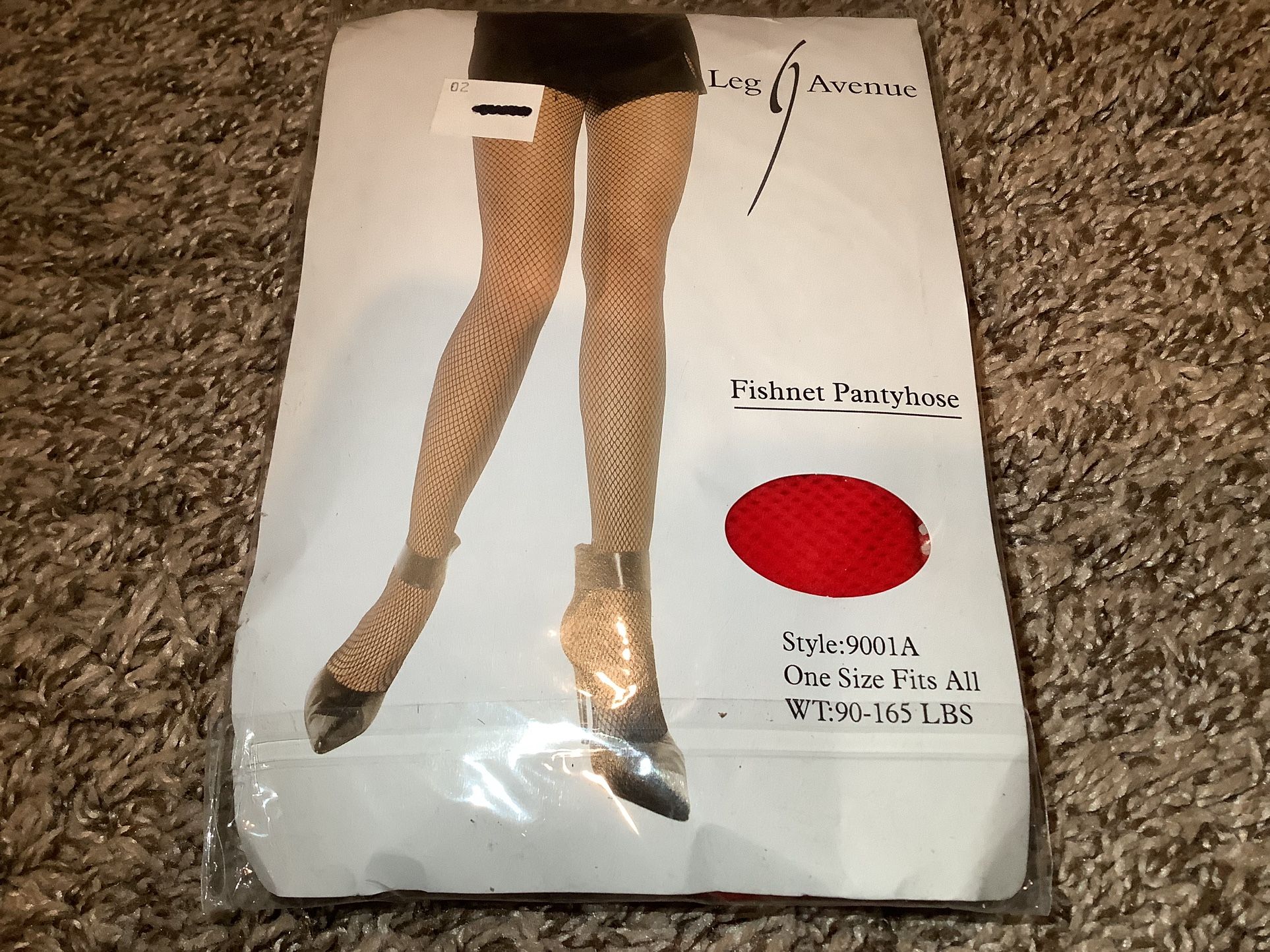 Leg Avenue fishnet pantyhose, style 9001A, color red, One Size