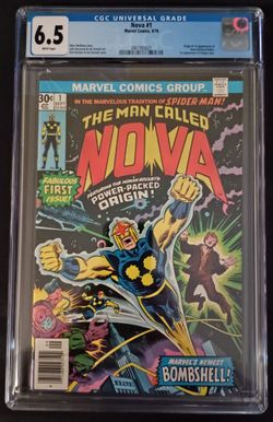 Nova #1 comic book, CGC 6.5 W pages. First Nova