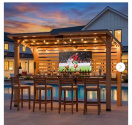 8 ft. x 10 ft. Solid Cedar Wood Gazebo Bar Pavilion with TV Mount-Outdoor Entertainment bar with Shelves for Backyard