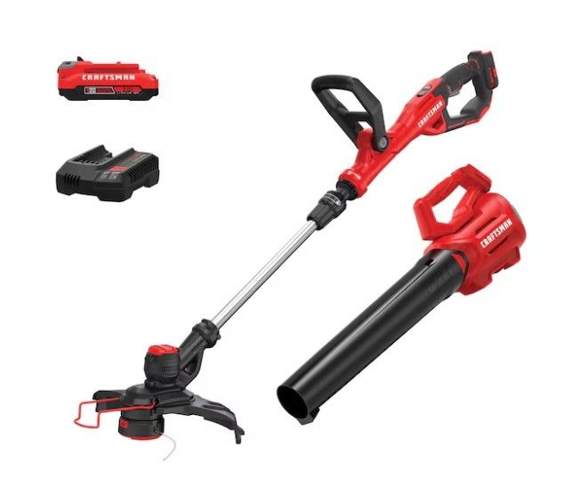 CRAFTSMAN V20 20-volt max Cordless Battery String Trimmer and Leaf Blower and Combo Kit 2 Ah 1001459528