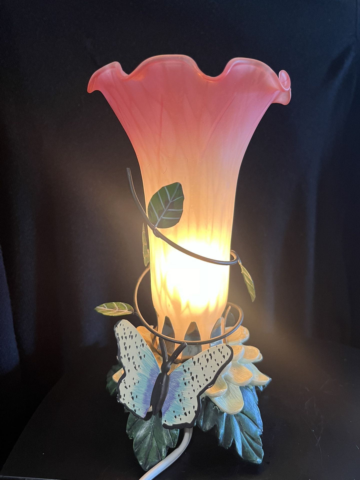 Ceramic, Metal, Glass Floral Lamp