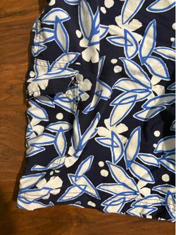 Men’s J Crew Blue& White Floral Swim Trunks Size 34