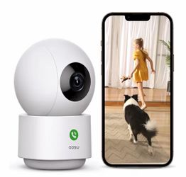 aosu 4MP Security Camera Indoor, 2.5K Baby Monitor Pet Camera 360° for Home Security, WiFi Camera with 5/2.4 GHz Wi-Fi, One-Touch Call, Smart Motion T