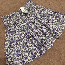New Xs short floral ruffle boho stretchy skirt purple mini