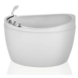 Empava Air Jetted Massage Bath Tub 48 in. Freestanding Bathtub Air Mirco Bubble Hydrotherapy Oval Japanese SPA Tub
