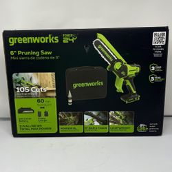 Greenworks 24-volt 6-in Pruning Saw Battery 2 Ah Chainsaw