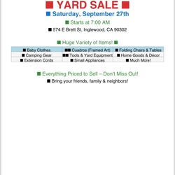🚨 HUGE YARD SALE – ONE DAY ONLY! 🚨