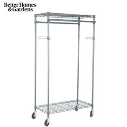 Better Homes & Gardens Double Hanging Garment Rack, 38.2Wx 23.6Dx 66.1H in, Gunmetal Finish, Gray