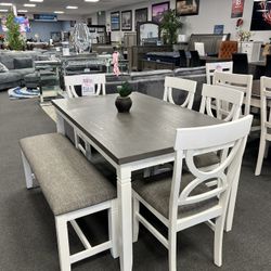 6PC White/ Gray Dining Table Set 💥SPECIAL💥