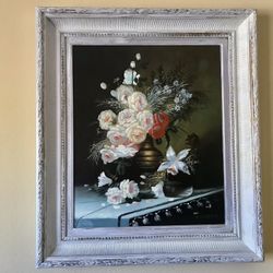 Oil Painting Framed In Wood.