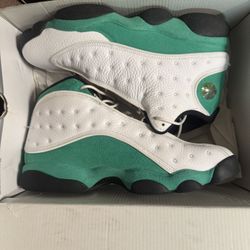 Jordan 13s Black , Green , White 