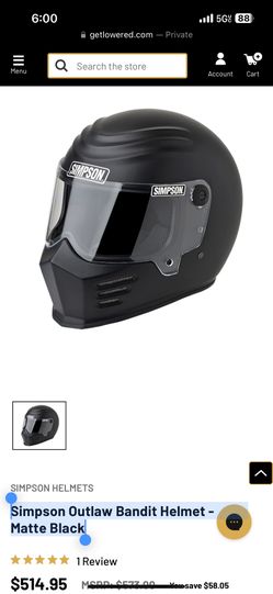 Simpson Outlaw Bandit Helmet - Matte Black